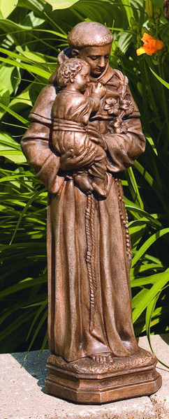 Saint Anthony With Child Sculpture Statuary Christ Lilies Garden Statue